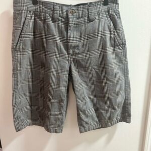 Free World Mens Plaid Chino Shorts‎ Grey Black Blue Size 32 Skate Casual